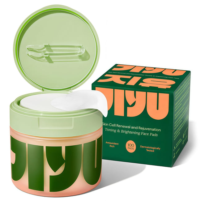 JiYu Toning Polish Pads - Korean Skincare for Dark Spots, Wrinkles & Dull Skin - Hydrating Facial Treatment with Snail Mucin, Niacinamide, Peptides & Centella - 100 Count Main Image