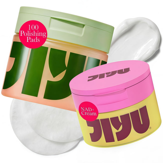 JiYu Korean Skincare Bundle – NAD+ Hydrating Face Moisturizer (50 ml) + Toning Polish Pads (100 Count) – Brightening & Hydrating Daily Skincare Routine for All Skin Types Hover Image